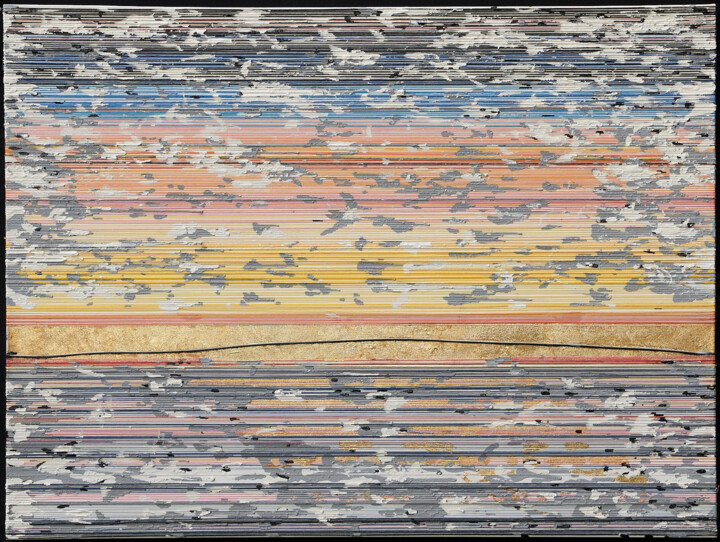 Collages intitolato "Bridge Lines" da Eric Goldstein, Opera d'arte originale, Collages Montato su Telaio per barella in legno