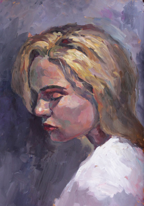 Картина под названием "Evening portrait" - Ruslan Prus, Подлинное произведение искусства, Масло
