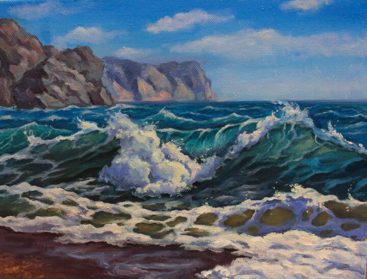 Картина под названием "Green wave" - Ruslan Prus, Подлинное произведение искусства, Масло