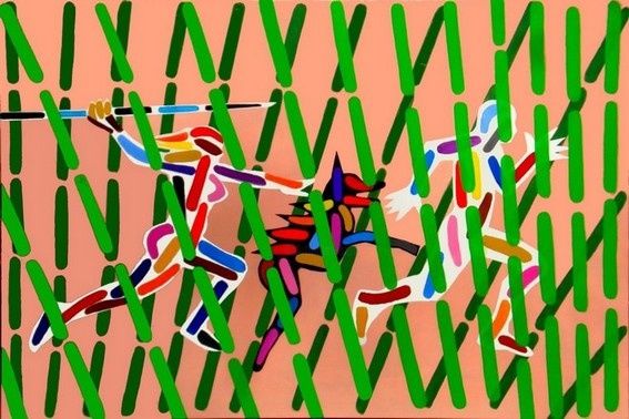 Peinture intitulée "l'ART DE LA CHASSE…" par Utrera, Œuvre d'art originale, Huile
