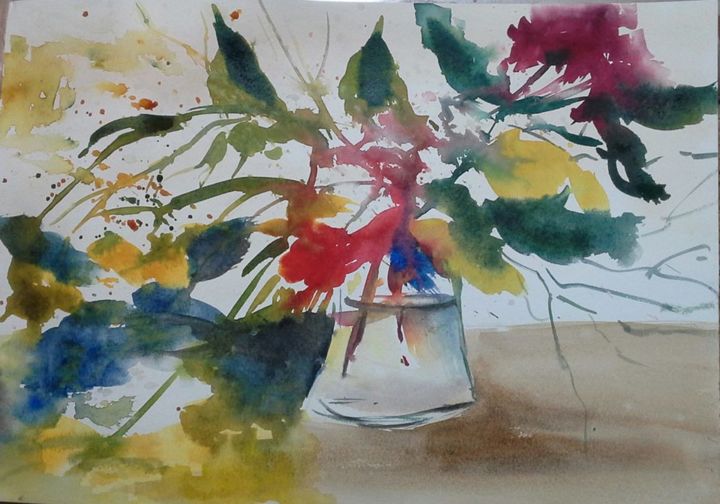 Painting titled "Le bouquet" by Les Aquarelles D’Uve, Original Artwork, Watercolor