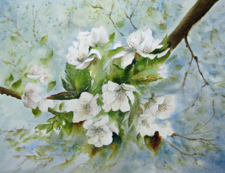 Peinture intitulée "Envie de printemps" par Les Aquarelles D’Uve, Œuvre d'art originale, Aquarelle