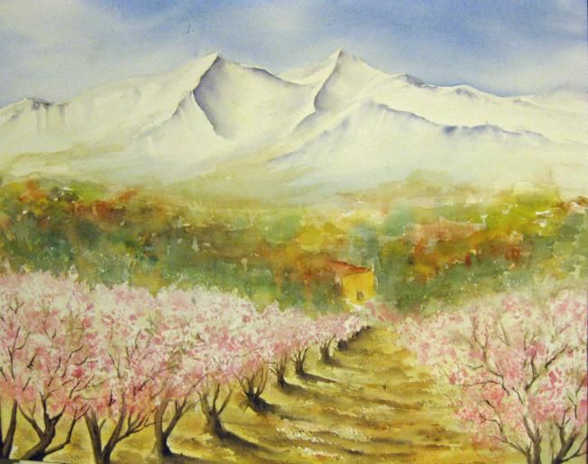 Painting titled "Le printemps revient" by Les Aquarelles D’Uve, Original Artwork, Watercolor