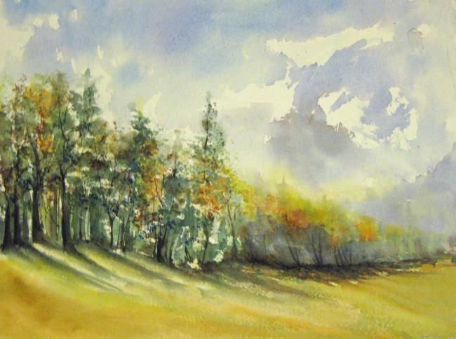 Painting titled "Ambiance montagne" by Les Aquarelles D’Uve, Original Artwork