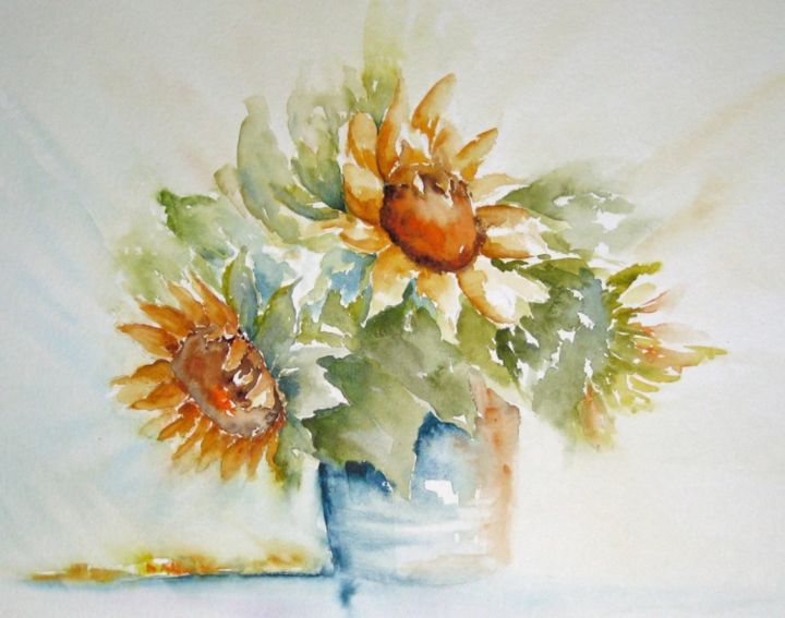 绘画 标题为“Les tournesols” 由Les Aquarelles D’Uve, 原创艺术品