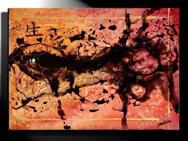 Malerei mit dem Titel "Black Water's Drago…" von Une Voix Qui Porte, Original-Kunstwerk, Acryl