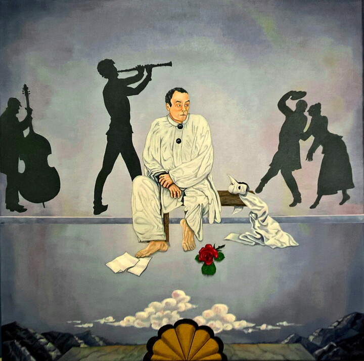 Pittura intitolato ""Am Ende der Zeit".…" da Uwe Bongardt, Opera d'arte originale, Olio