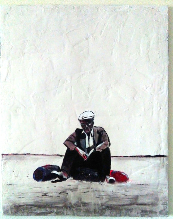 Peinture intitulée ""Segador sentado"…" par Uxio Noceda, Œuvre d'art originale