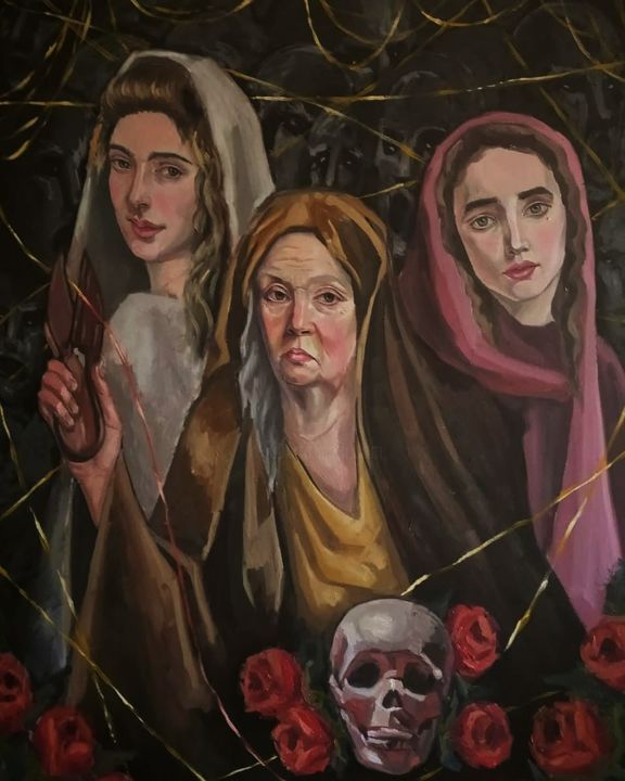 Peinture intitulée "Норны-богини судьбы" par Vanessa Arakelyan (Vanessa Solace), Œuvre d'art originale, Huile
