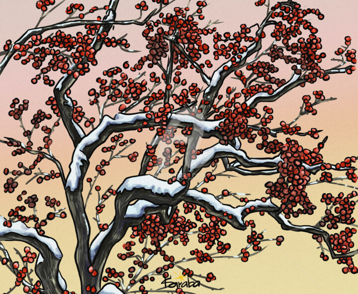 Digital Arts titled "Snow Japan 10" by V Karaba, Original Artwork, Digital Painting