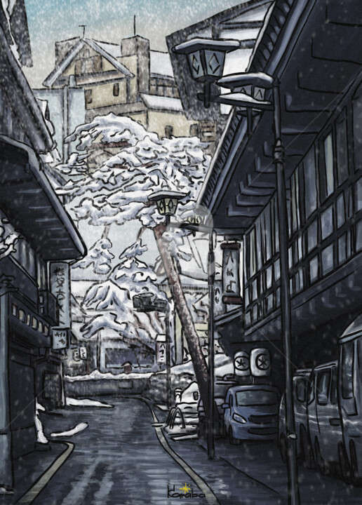 Arte digital titulada "Snow Japan 14" por V Karaba, Obra de arte original, Pintura Digital