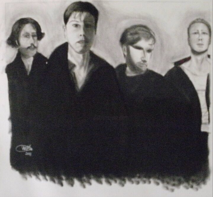 Drawing titled "A Silent Film" by V Kotnik, Original Artwork, Charcoal