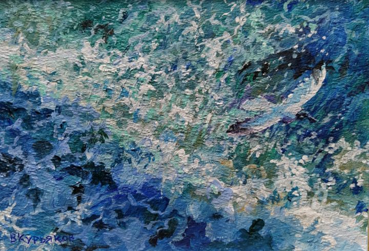 Картина под названием "Волна" - Владимир Курьяков (Vladimir Kuryakov), Подлинное произведение искусства, Масло Установлен на…