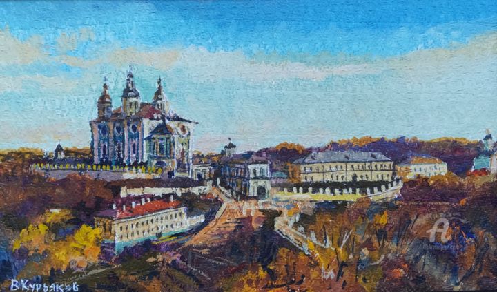 Картина под названием "Вид на соборный холм" - Владимир Курьяков (Vladimir Kuryakov), Подлинное произведение искусства, Масл…