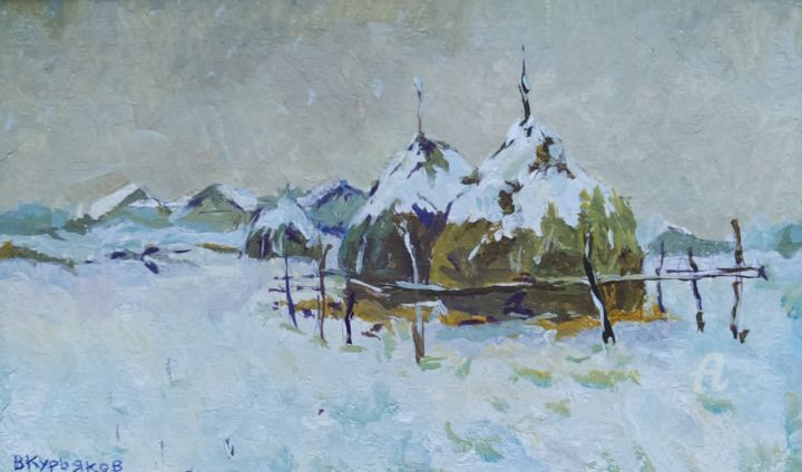 Картина под названием "Окраина деревни" - Владимир Курьяков (Vladimir Kuryakov), Подлинное произведение искусства, Масло Уст…