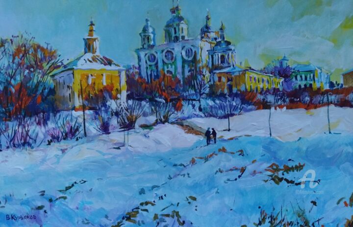 Peinture intitulée "ARTV211201 Зима в С…" par Vladimir Kuriakov (Vladimir Kuryakov), Œuvre d'art originale, Huile Monté sur…