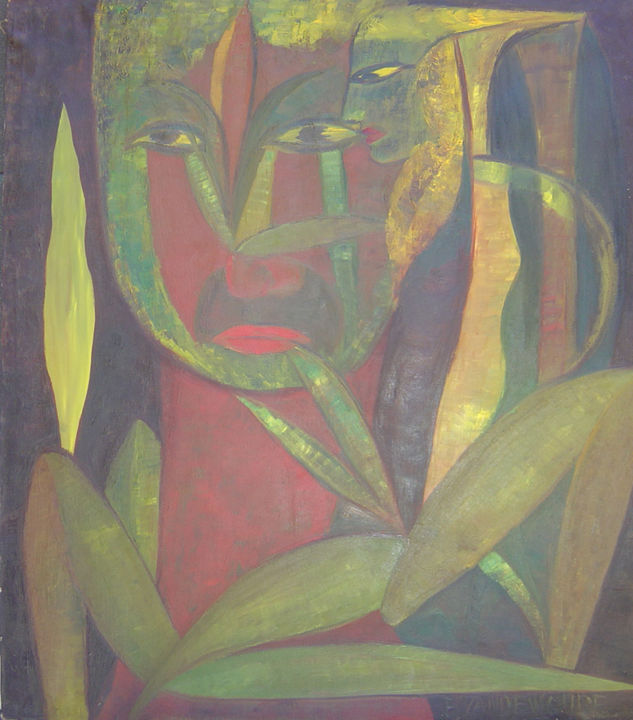 Painting titled ""Géni" (par Firmin…" by Laurent V, Original Artwork, Oil