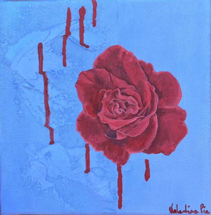 Painting titled "Moon Rose #2" by Valentina Pia, Original Artwork, Acrylic