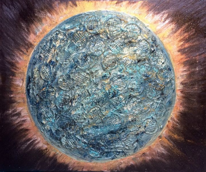 Pintura titulada "Full metal planet" por Wilcox, Obra de arte original, Collages Montado en Bastidor de camilla de madera