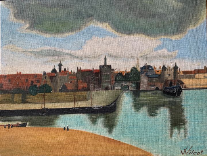 Peinture intitulée "Vue de Delft (repro…" par Wilcox, Œuvre d'art originale, Huile