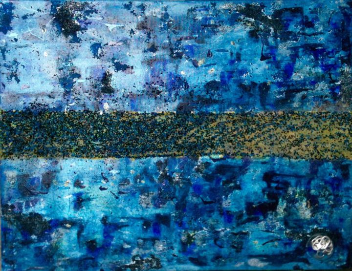 Peinture intitulée "Blue sand" par Wilcox, Œuvre d'art originale, Huile Monté sur Châssis en bois