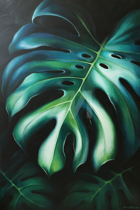 Painting titled "Монстера/ Monstera" by Viktoria Zotova, Original Artwork, Acrylic