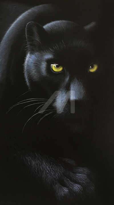Peinture intitulée "Черная Пантера /Bla…" par Viktoria Zotova, Œuvre d'art originale, Acrylique