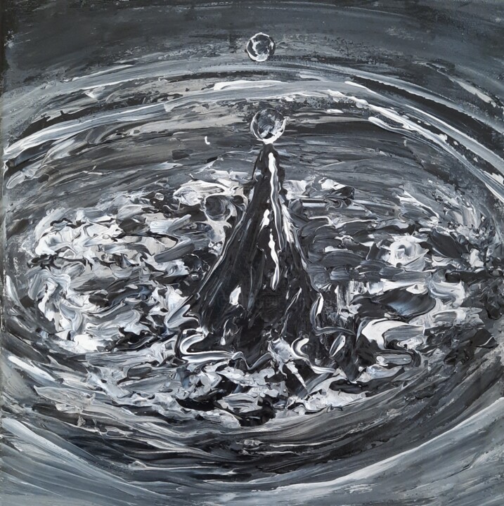 Painting titled "goutte d'eau" by Valerie Mazurier, Original Artwork, Acrylic
