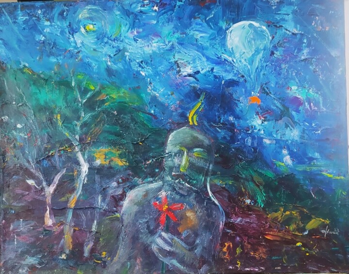 绘画 标题为“Влюбленный истукан” 由Вячеслав Ли, 原创艺术品, 油