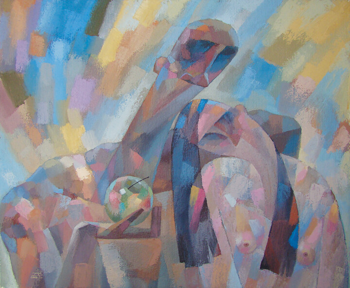 Картина под названием "Адам и Ева" - Вячеслав Пименов, Подлинное произведение искусства, Масло
