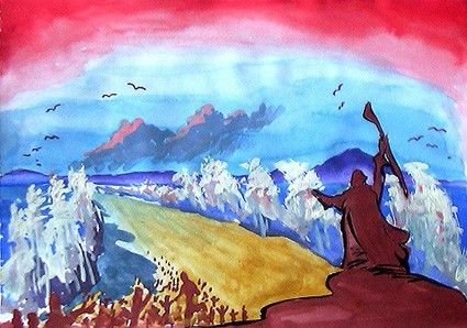 Картина под названием "Moses. The Sea" - Vachagan Gratian, Подлинное произведение искусства, Масло