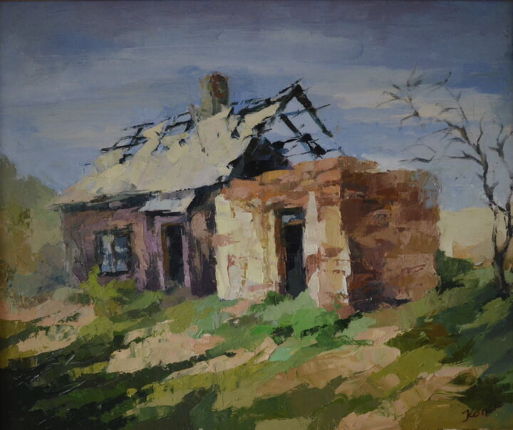 Peinture intitulée "заброшенный дом" par Vadim Konchits, Œuvre d'art originale, Huile