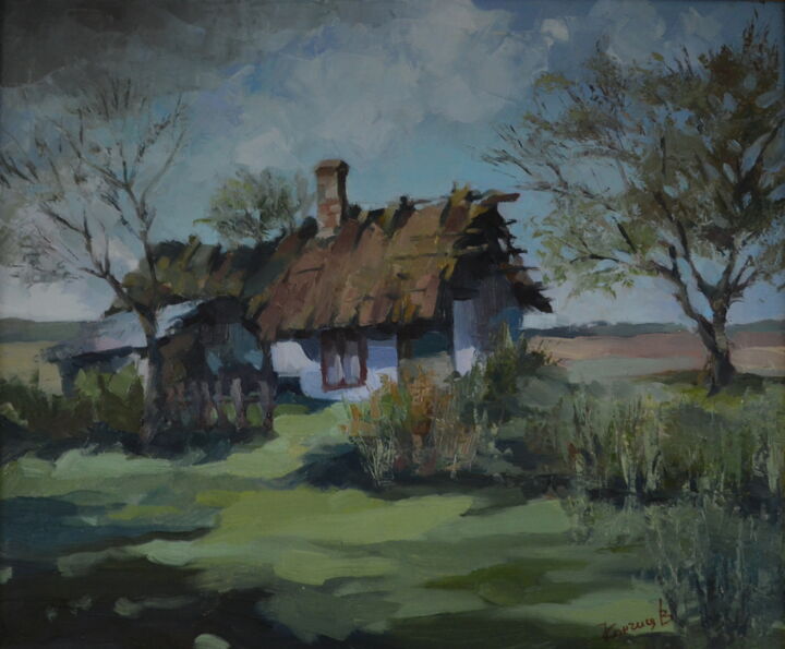 Картина под названием "старый дом" - Вадим Кончиц, Подлинное произведение искусства, Масло