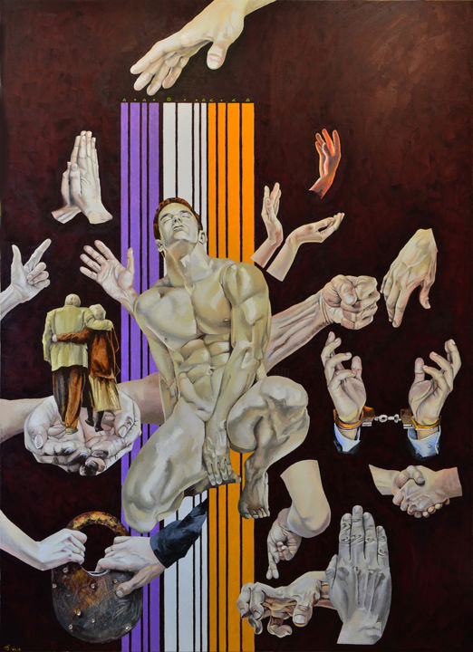 Картина под названием "The path to harmony" - Vadim Stolyarov, Подлинное произведение искусства, Масло