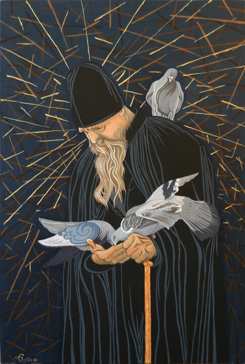 Pittura intitolato "Молитвы о мире" da Vadim Stolyarov, Opera d'arte originale, Olio