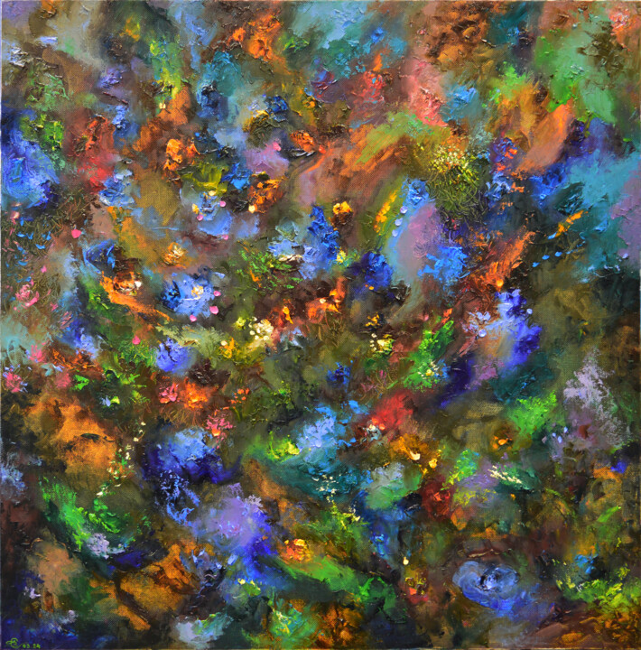 Malarstwo zatytułowany „Сумерки в цветах” autorstwa Vadim Stolyarov, Oryginalna praca, Olej