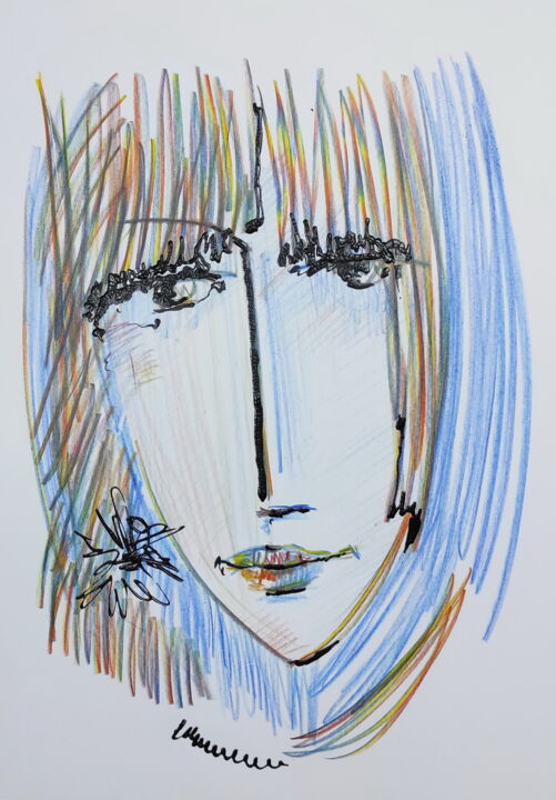 Tekening getiteld "Drawing of a woman" door Vadim Studenov, Origineel Kunstwerk, Conté
