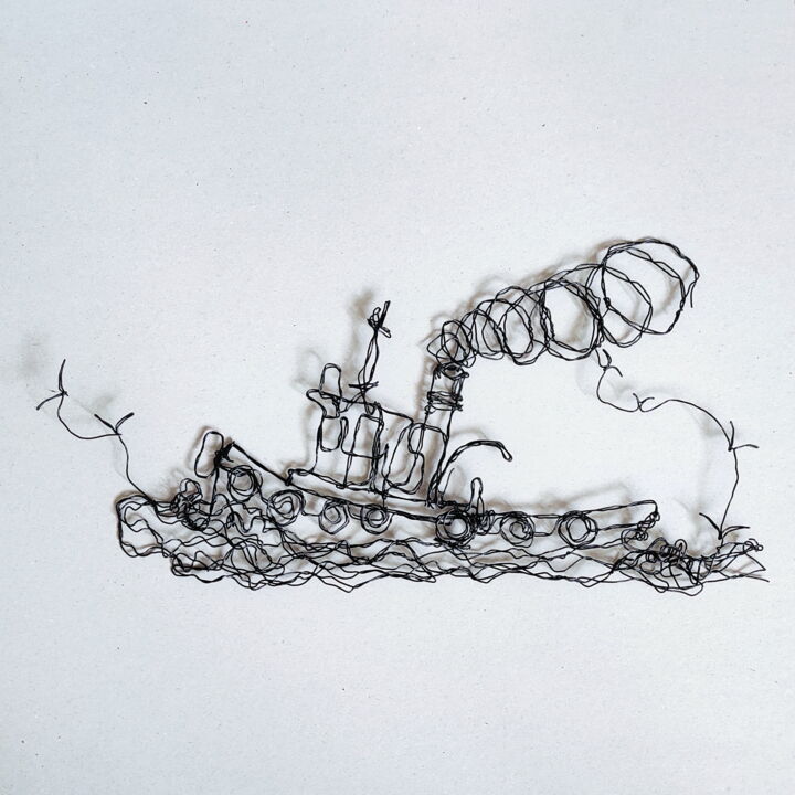 Scultura intitolato "The port tug is mov…" da Vadim Studenov, Opera d'arte originale, Metalli