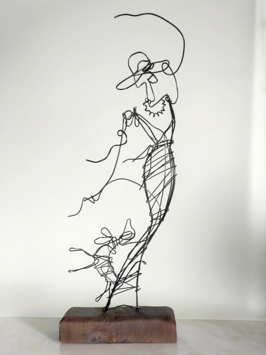 Sculpture intitulée "The lady plays with…" par Vadim Studenov, Œuvre d'art originale, Métaux