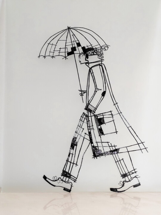 Sculpture intitulée "Under rain" par Vadim Studenov, Œuvre d'art originale, Métaux