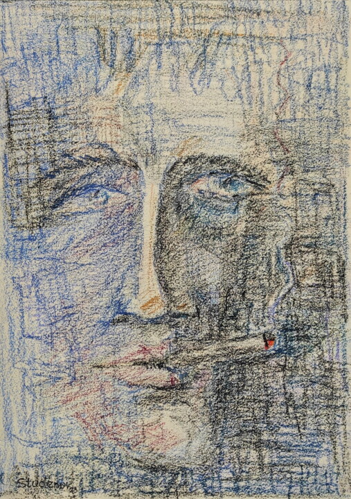 Disegno intitolato "Blue eyes" da Vadim Studenov, Opera d'arte originale, Pastello