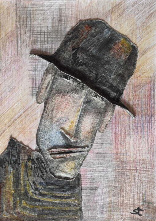 Painting titled "MYSTERIOUS MAN FROM…" by Vadim Studenov, Original Artwork, Acrylic