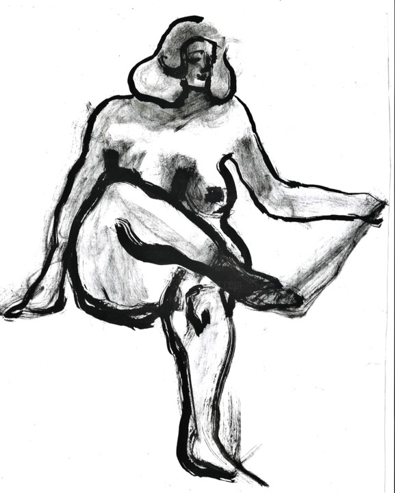 Desenho intitulada "Sitting model" por Vaenaton, Obras de arte originais, Tinta