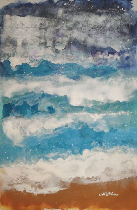 Painting titled ""Milky Way'' Beach" by Vafa Majidli, Original Artwork, Acrylic