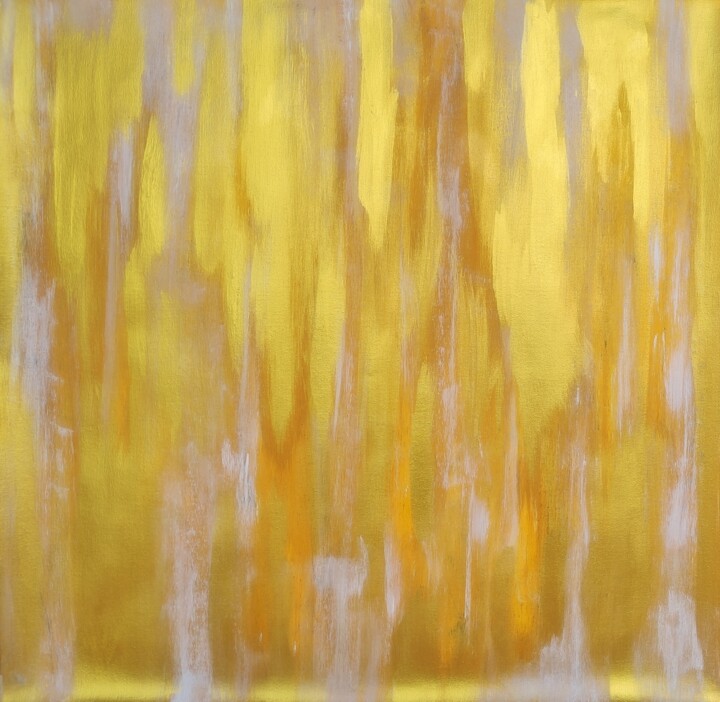 Painting titled "Golden Waves - PRINT" by Vafa Majidli, Original Artwork, Acrylic