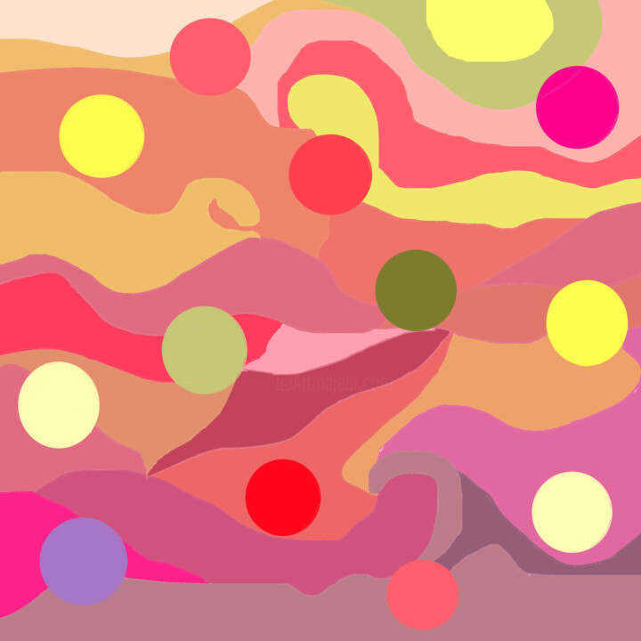 「Colorful Circles of…」というタイトルのデジタルアーツ Vafa Majidliによって, オリジナルのアートワーク, デジタルプリント