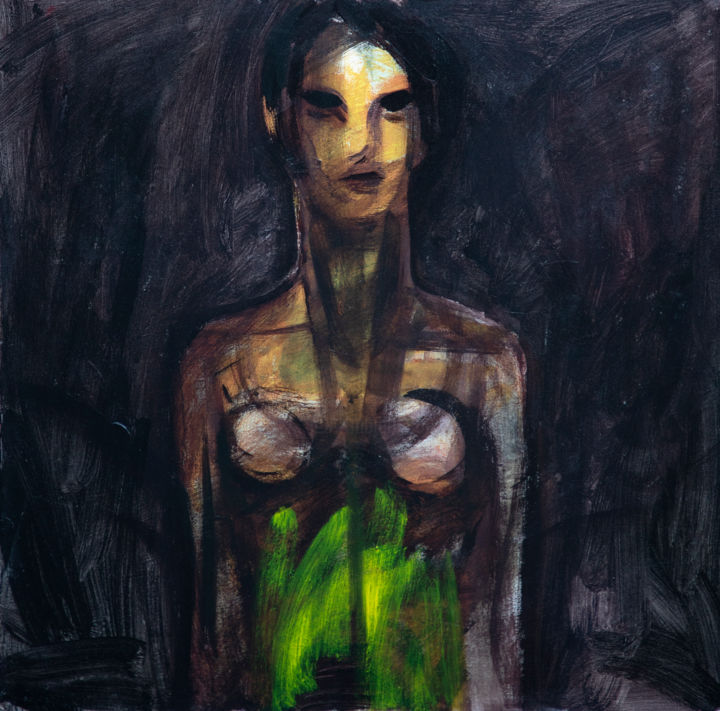 Painting titled "Nude Elegance 5" by Vafa, Original Artwork, Acrylic