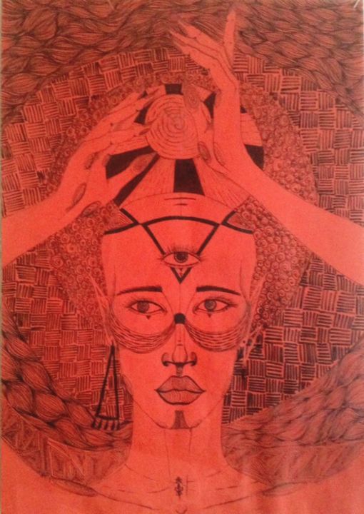 Картина под названием "Энергия" - Дарья Ваганова, Подлинное произведение искусства, Чернила