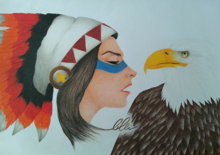 绘画 标题为“American Indian” 由Ευαγγελος Λιακοπουλος, 原创艺术品, 粉彩