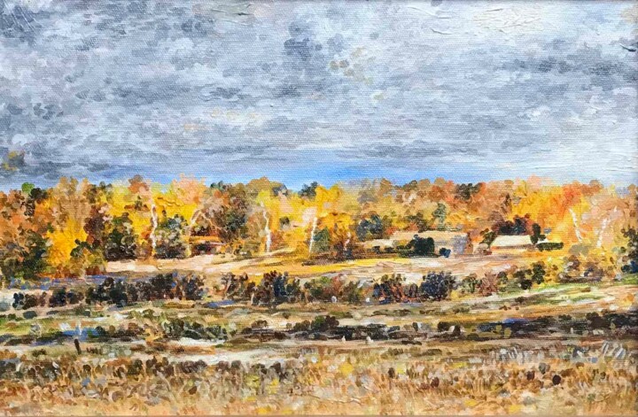 Malerei mit dem Titel "Autumn forest" von Vagharshak Abrahamyan, Original-Kunstwerk, Öl